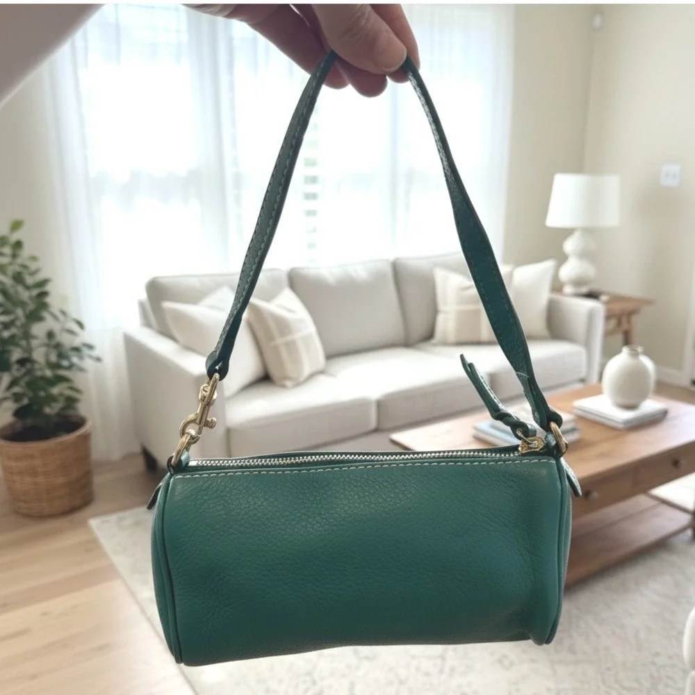 Dooney & Bourke‎ Small Barrel Shoulder Bag – Teal Pebbled Leather Y2K Mini Bag